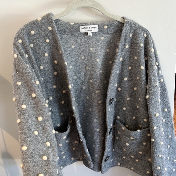 Madewell Texture &Thread Boxy Bubble Polka Dot Wool cardigan - Picture 6 of 7
